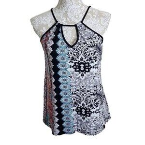In Bloom Halter Top Boho Multicolored Paisley Women's Small
